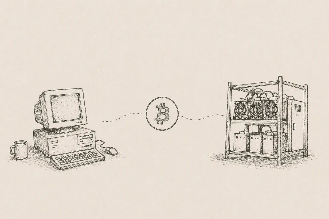 Bitcoin mining evolving from home computers to industrial-scale hardware